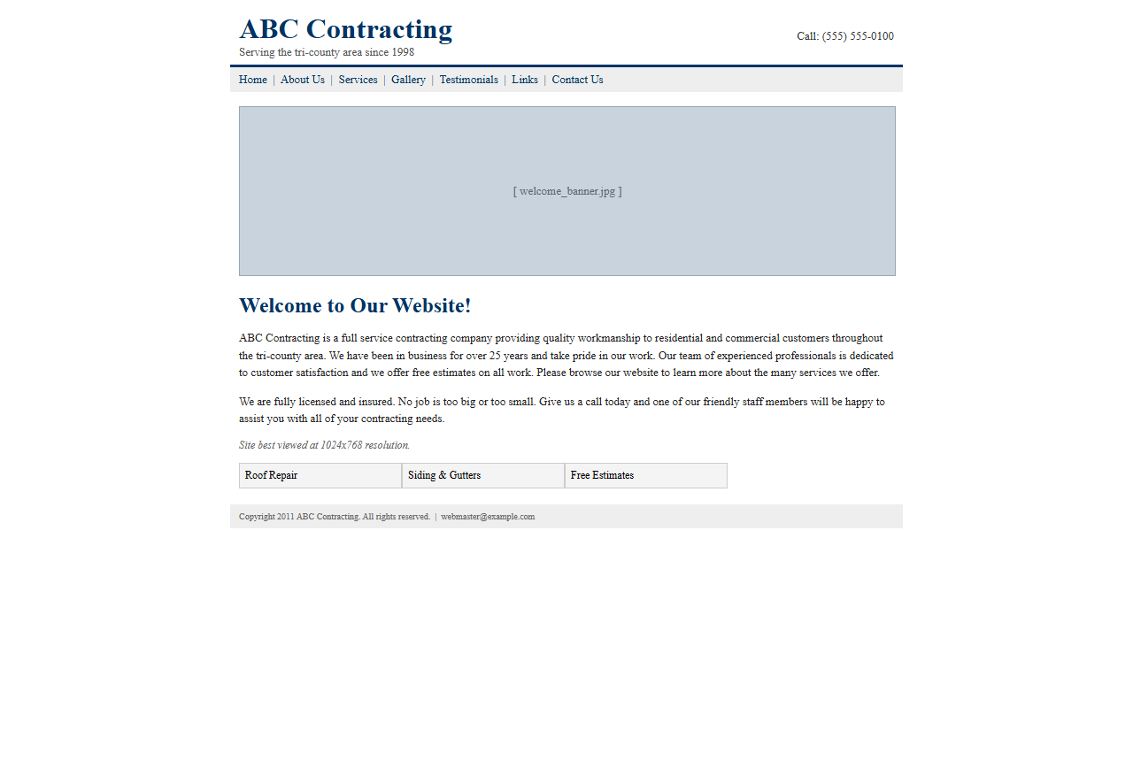 A service page before &mdash; a wall of text, no clear next step